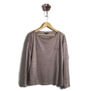 Lafayette New York 148 Metallic Striped Linen Top Pullover Medium‎ Relaxed Fit